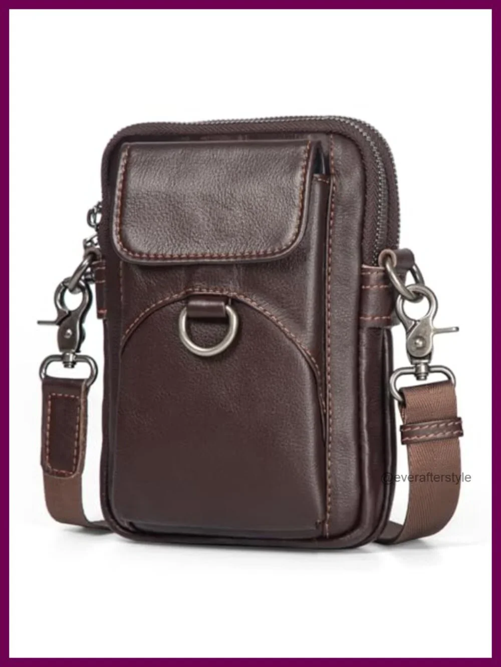 Genuine Leather Small Crossbody Messenger Phone Bag for Men